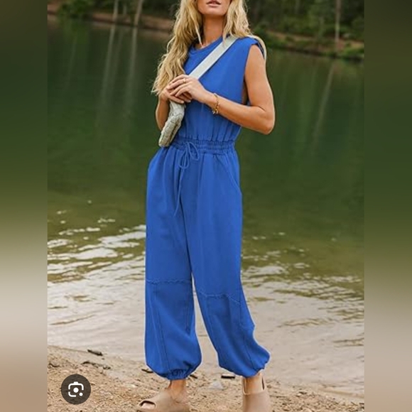 Pants - NWOT Women's Blue Sleeveless Jumpsuit